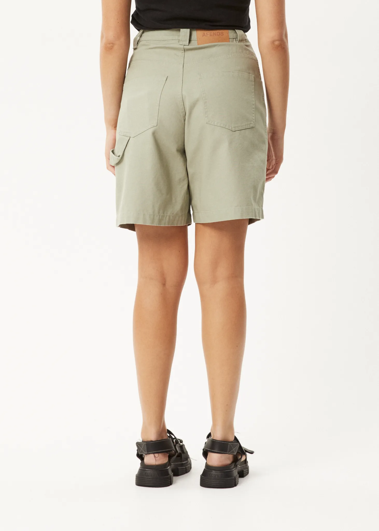AFENDS Womens Emilie - Canvas Carpenter Short - Eucalyptus