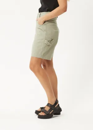 AFENDS Womens Emilie - Canvas Carpenter Short - Eucalyptus