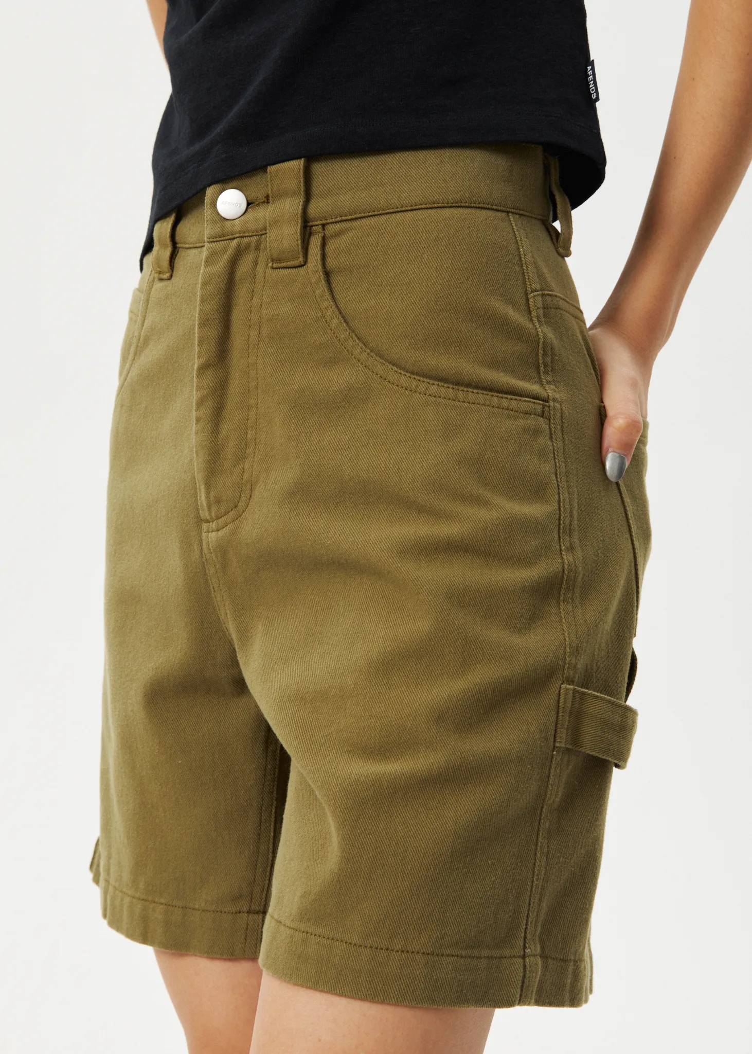 AFENDS Womens Emilie - Canvas Carpenter Short - Military