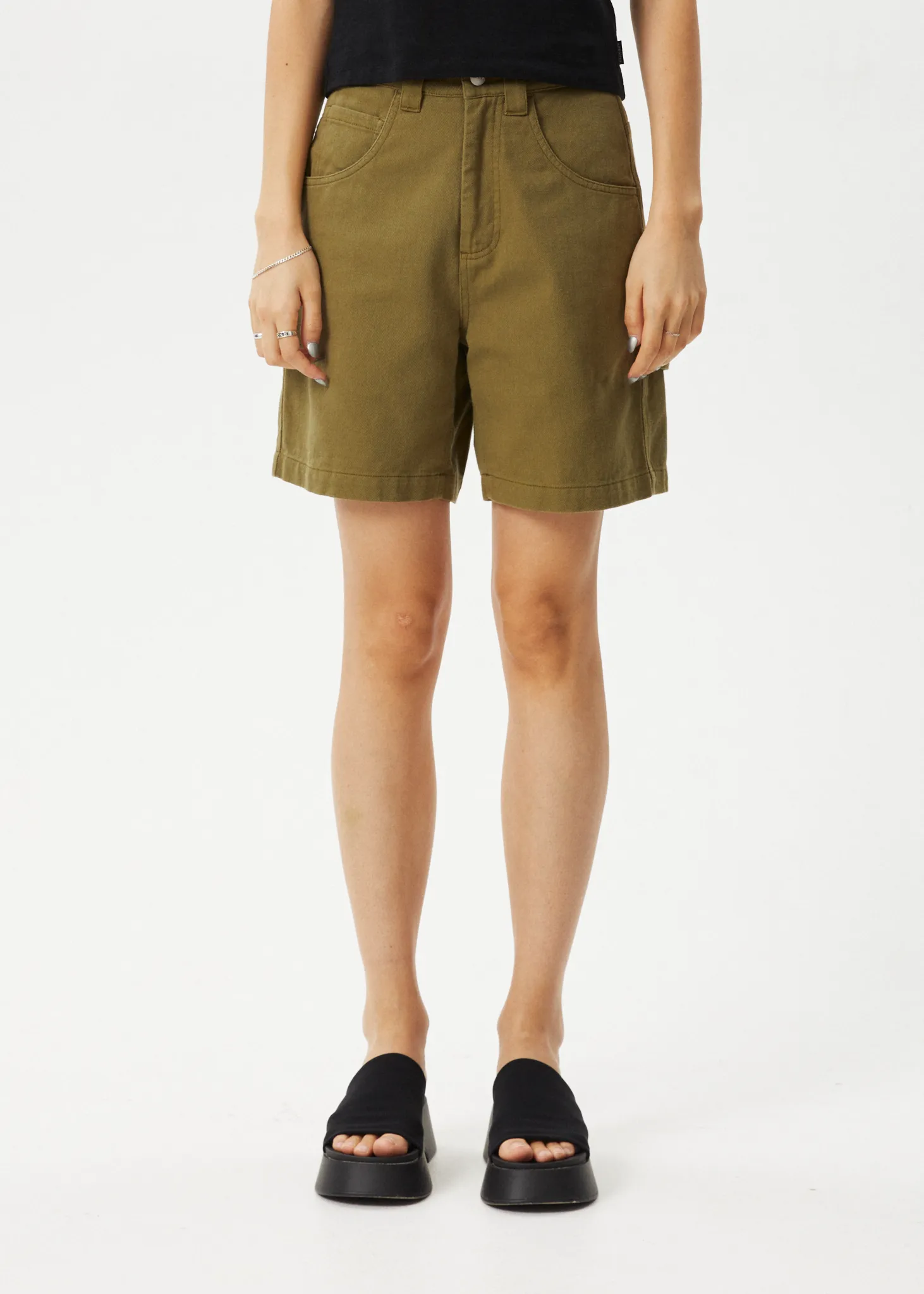 AFENDS Womens Emilie - Canvas Carpenter Short - Military