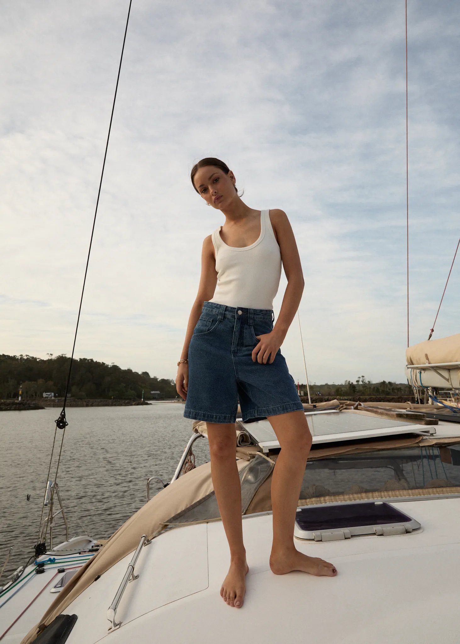 AFENDS Womens Emilie - Denim Workwear Short - Authentic Blue
