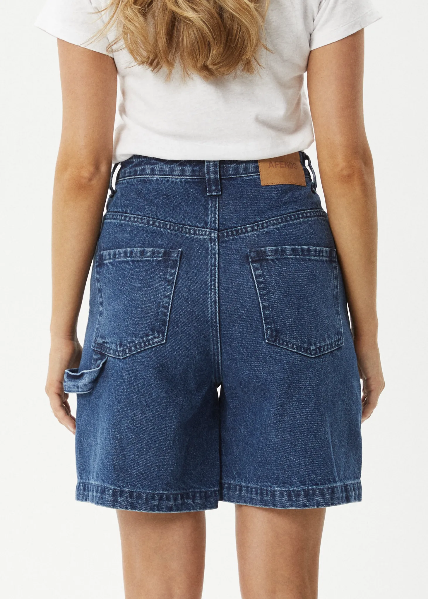 AFENDS Womens Emilie - Denim Workwear Short - Authentic Blue