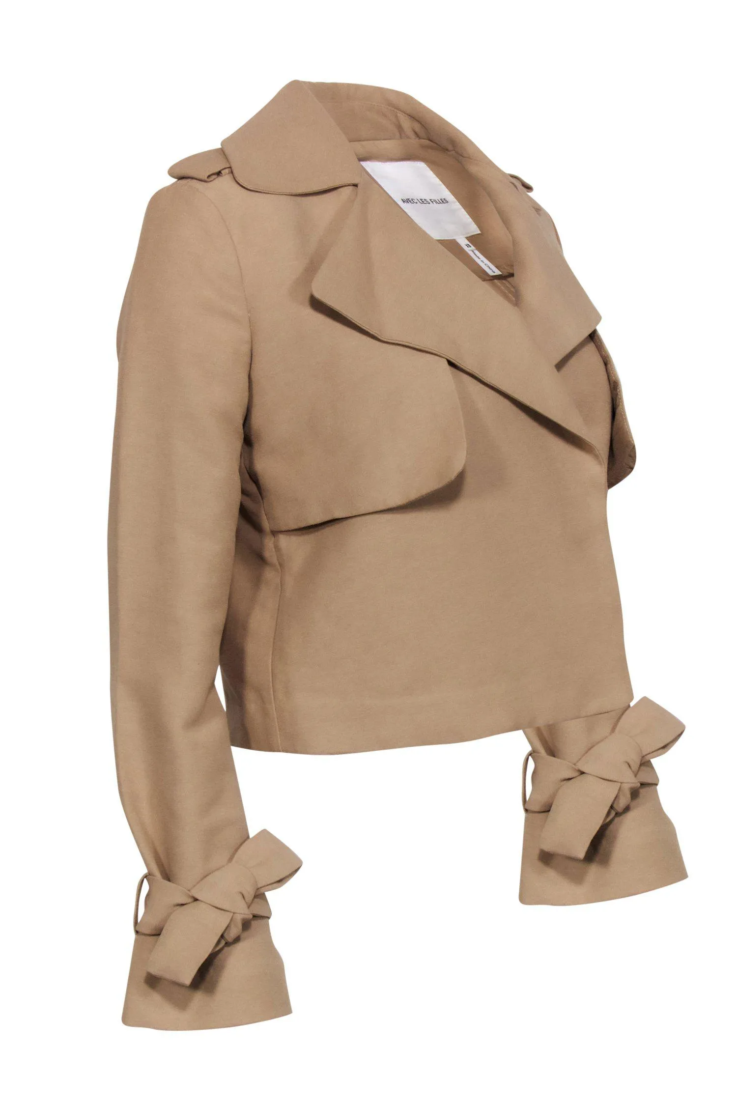 Avec Les Filles - Khaki Wide Collar Cropped Jacket Sz XS