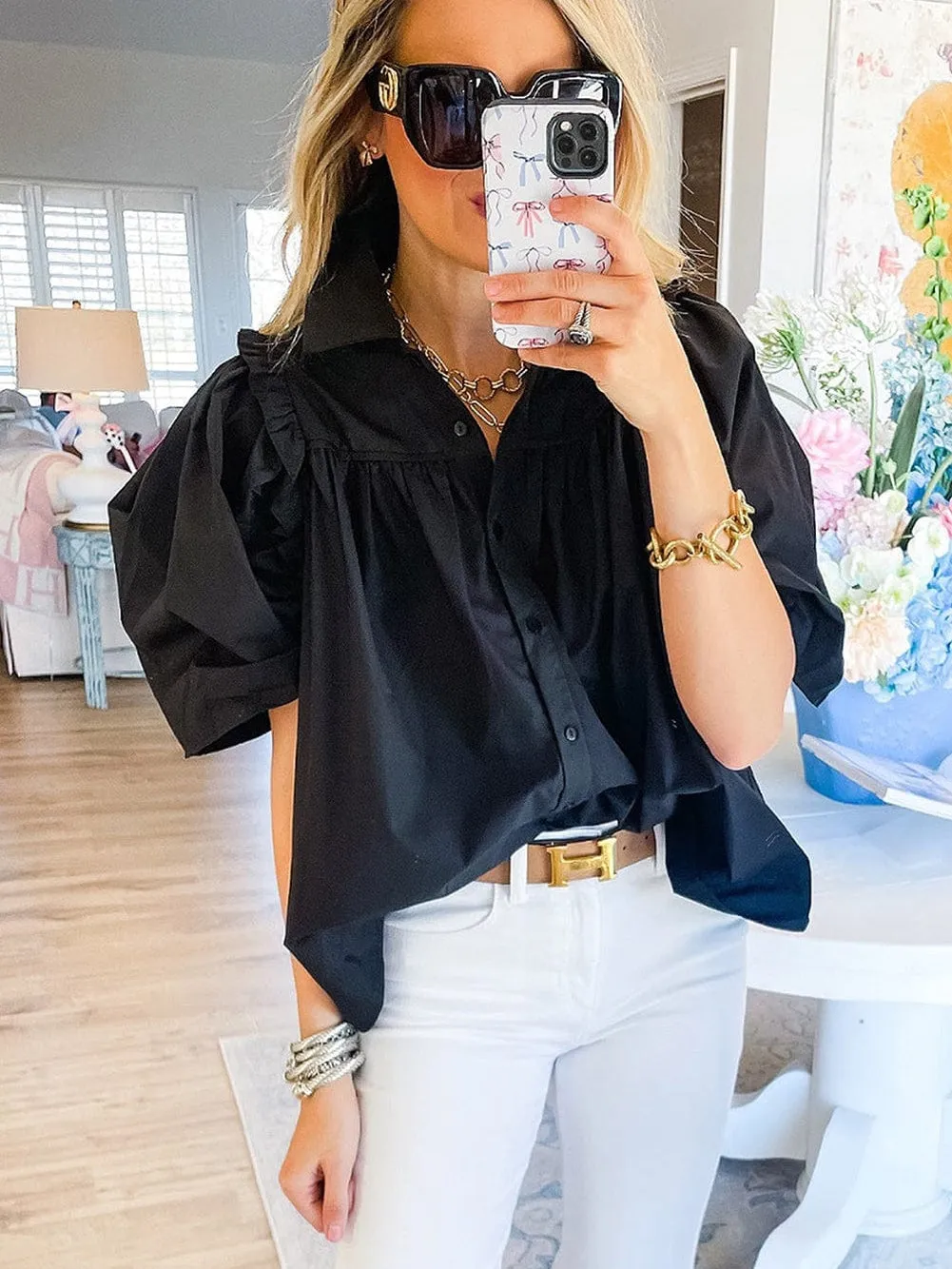 Black Button-Up Blouse