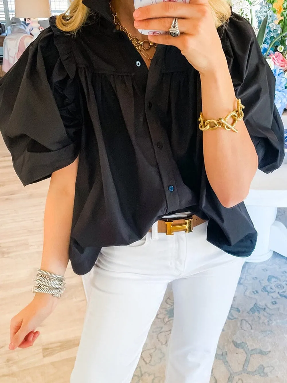 Black Button-Up Blouse