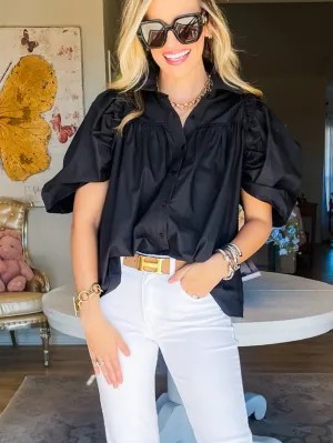 Black Button-Up Blouse