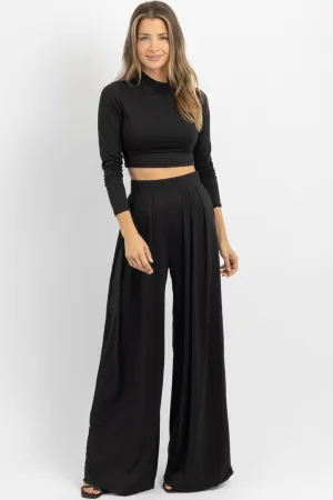 BUTTER SOFT LONGSLEEVE BLACK PALAZZO SET *BACK IN STOCK*
