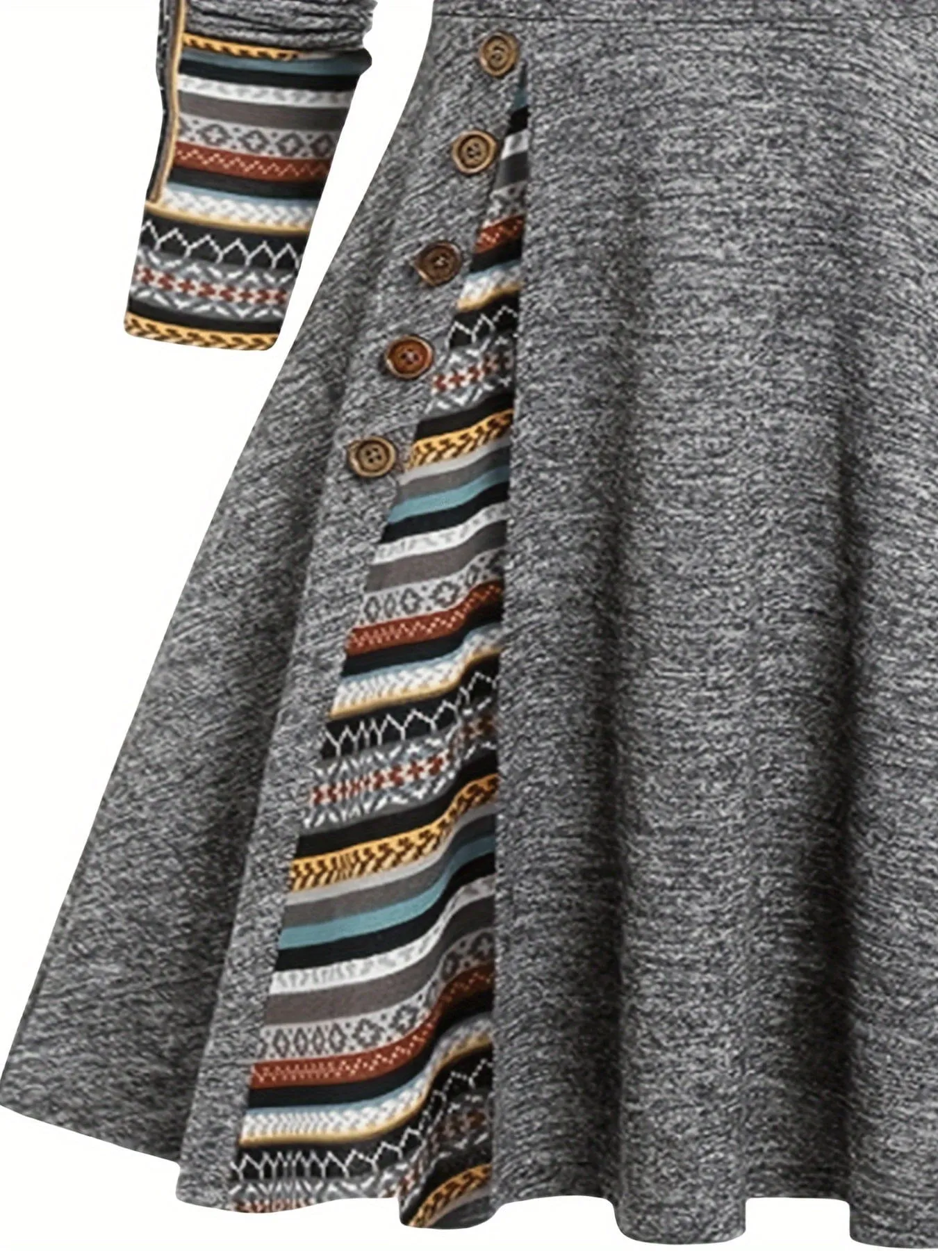 Button-Down Detail Midi Dress with A-line Cut