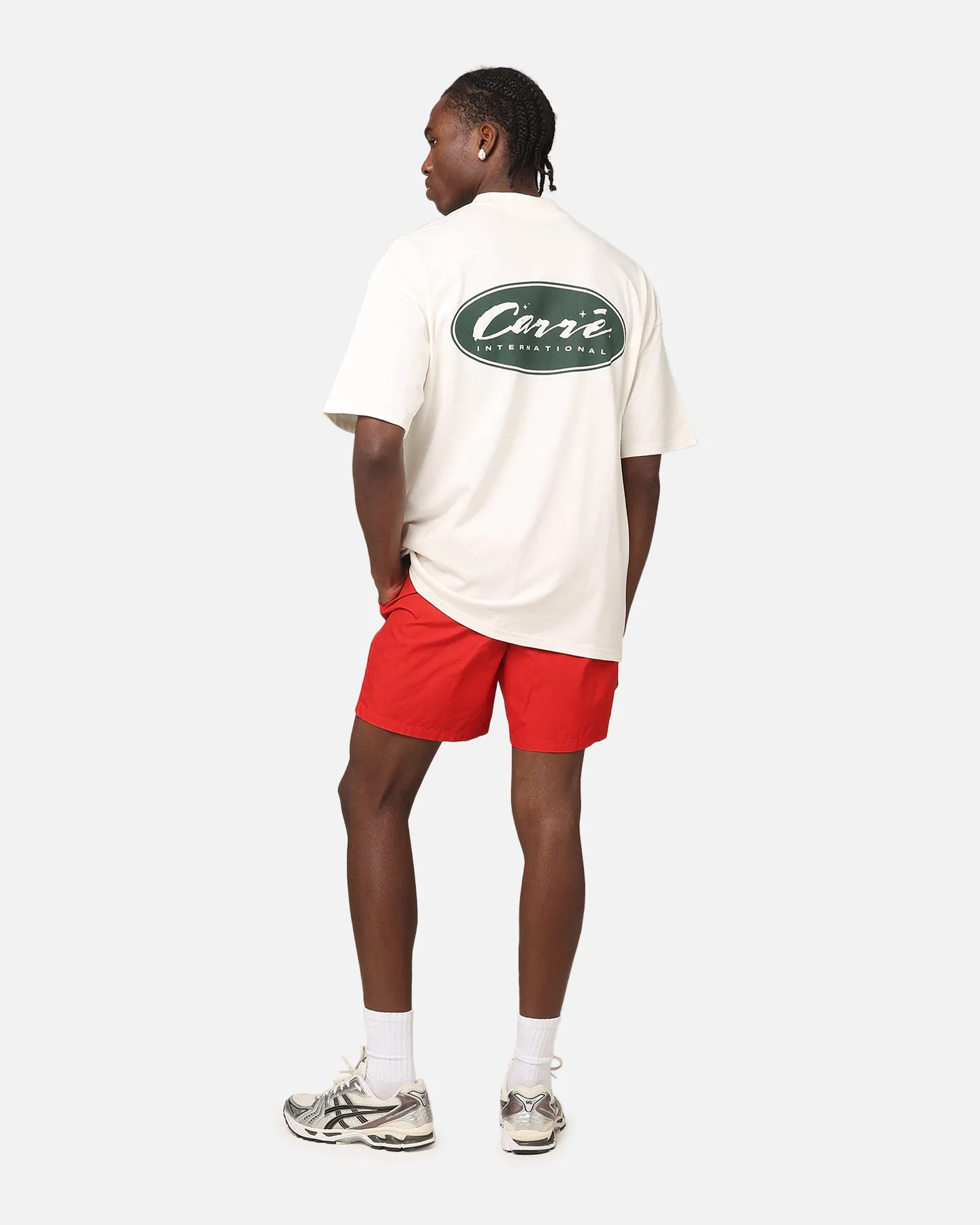 Carre Script Sport Mock Neck T-Shirt Off White