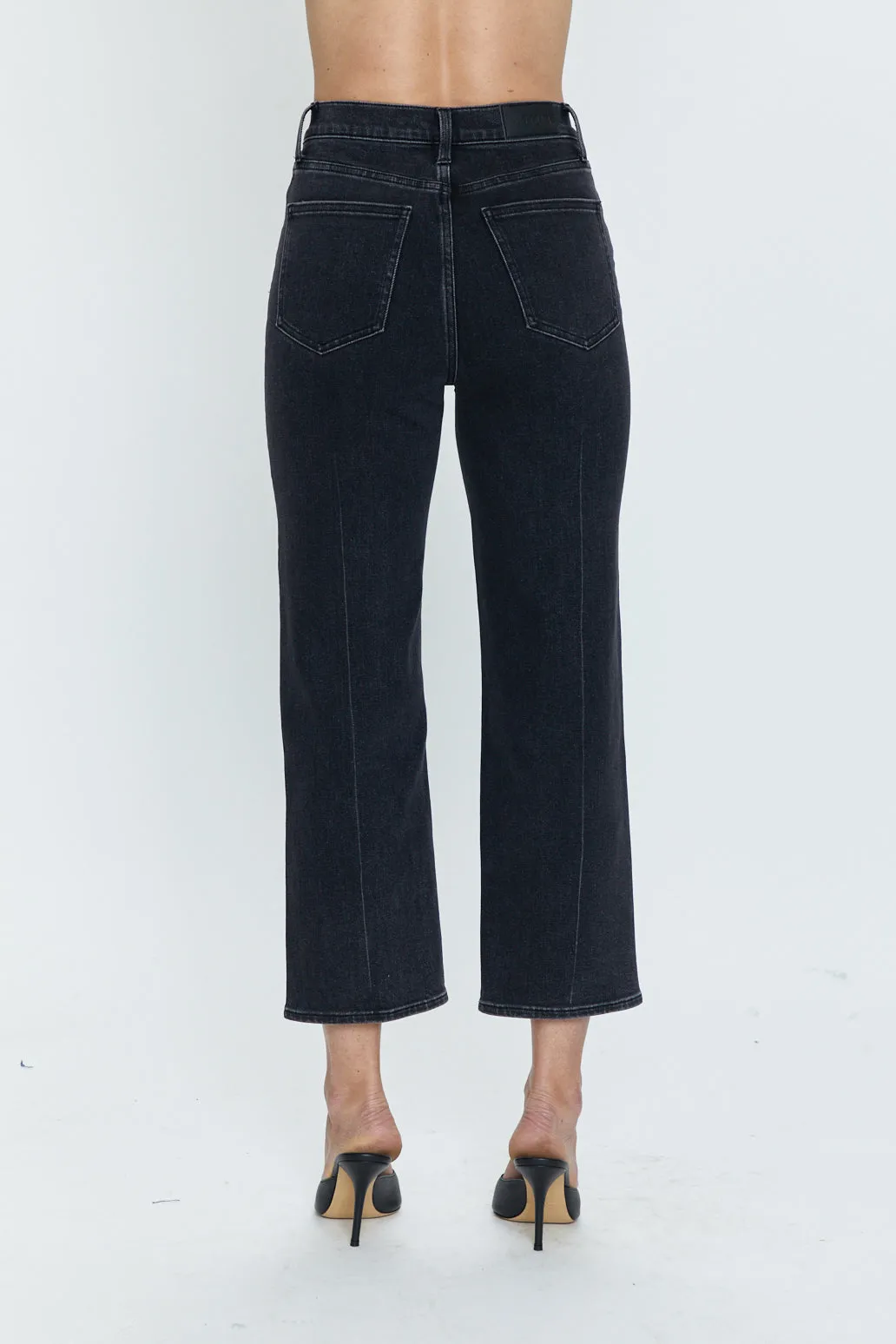 Cassie Crop Super High Rise Straight Jean - Black Box