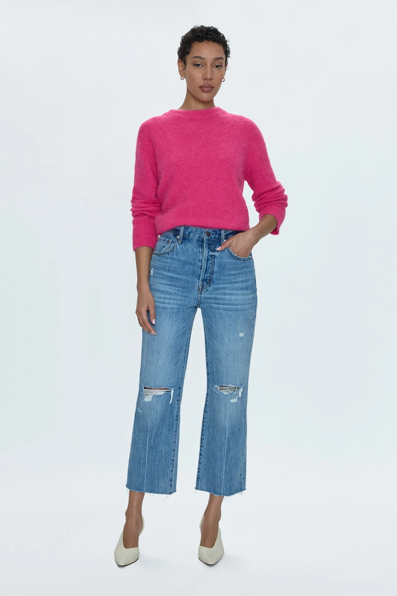 Cassie Super High Rise Straight Jean - Bushwick Distressed