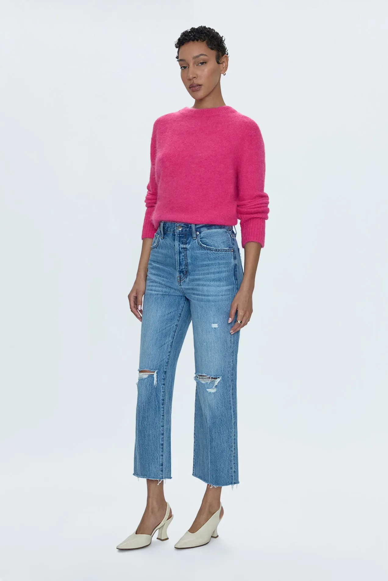Cassie Super High Rise Straight Jean - Bushwick Distressed