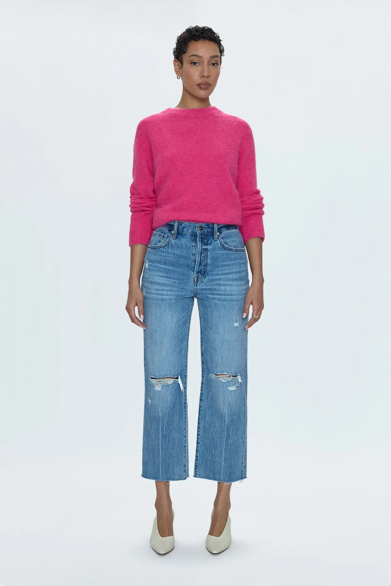 Cassie Super High Rise Straight Jean - Bushwick Distressed