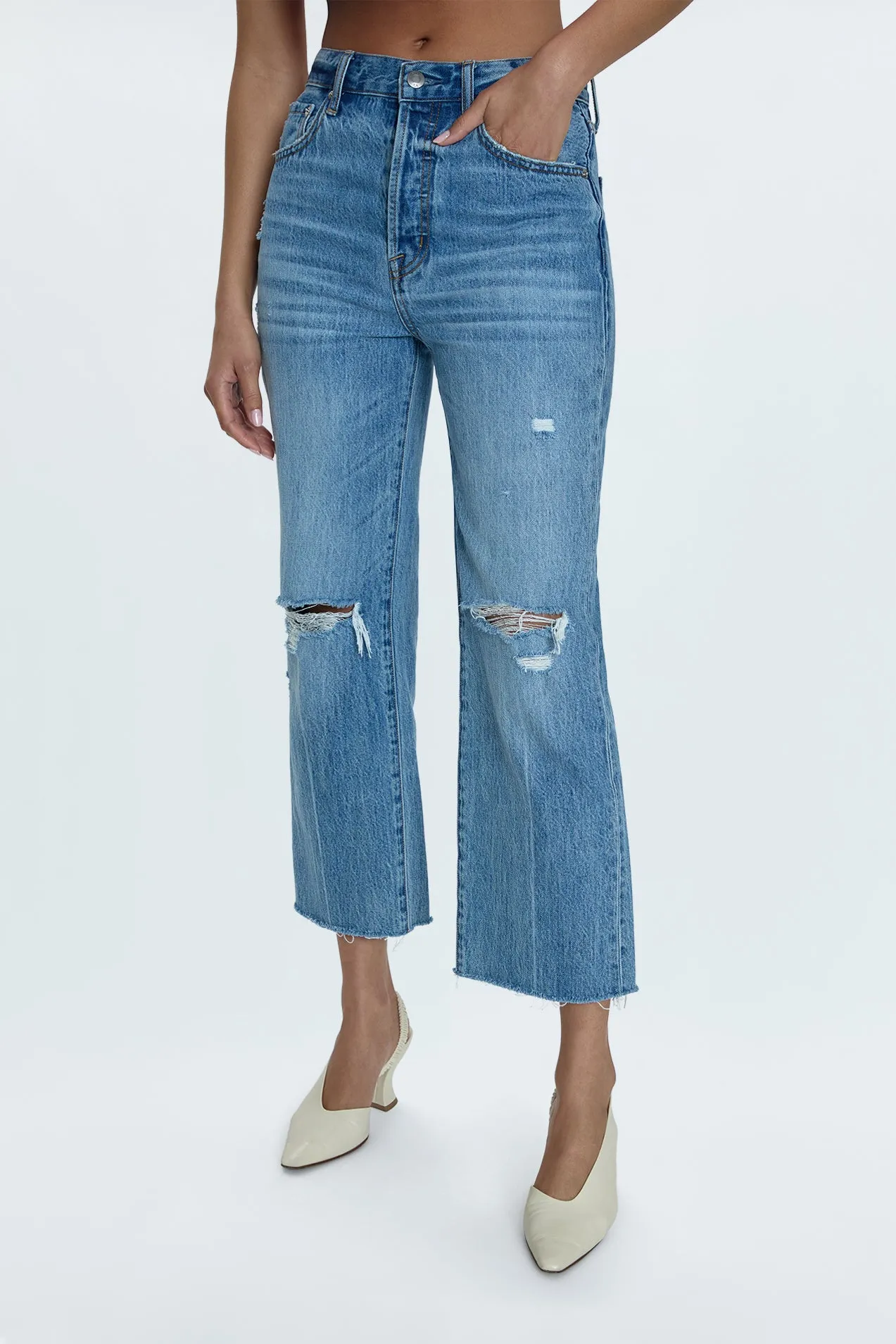 Cassie Super High Rise Straight Jean - Bushwick Distressed