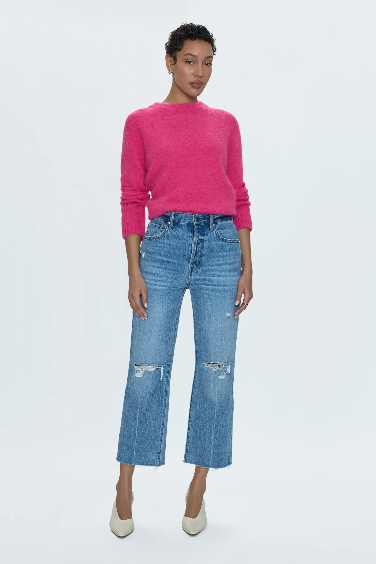 Cassie Super High Rise Straight Jean - Bushwick Distressed