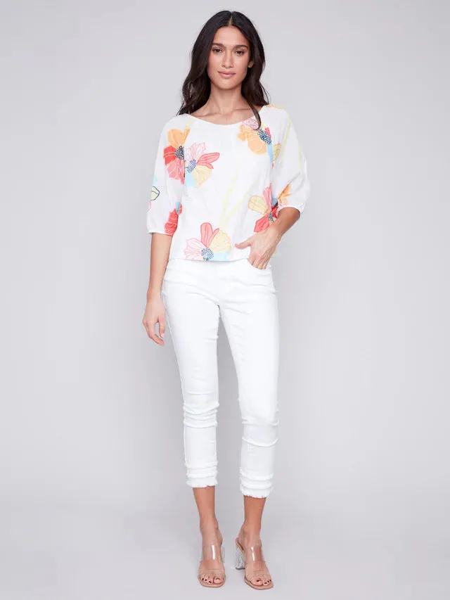 C.B 4527D Flower Blouse