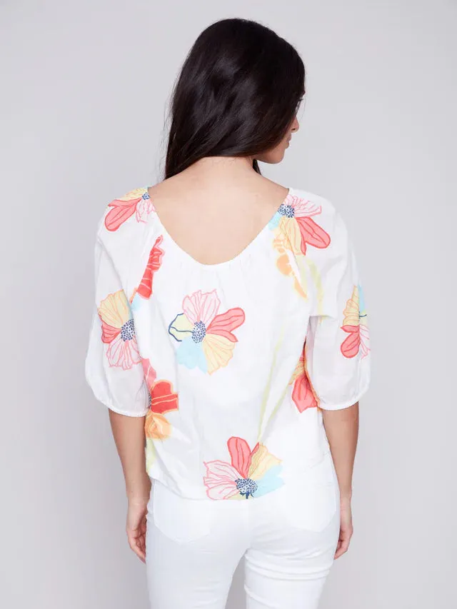 C.B 4527D Flower Blouse