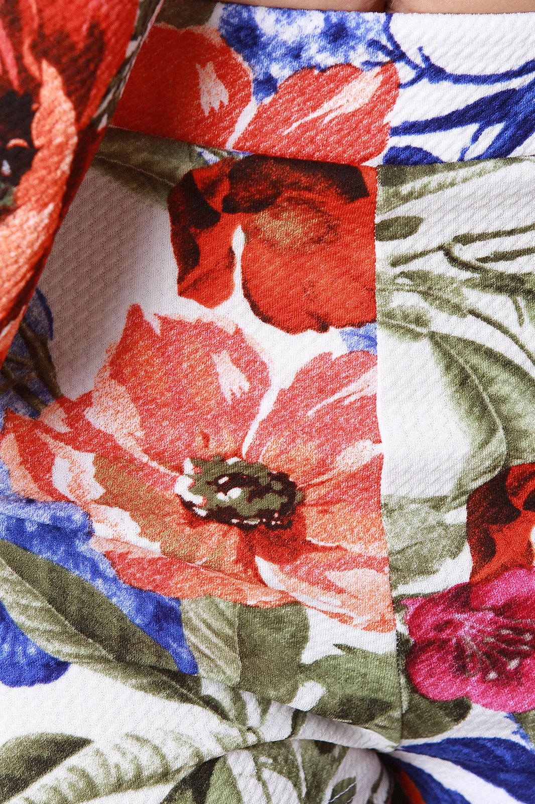 Colorful Blossom Print High Waisted Shorts