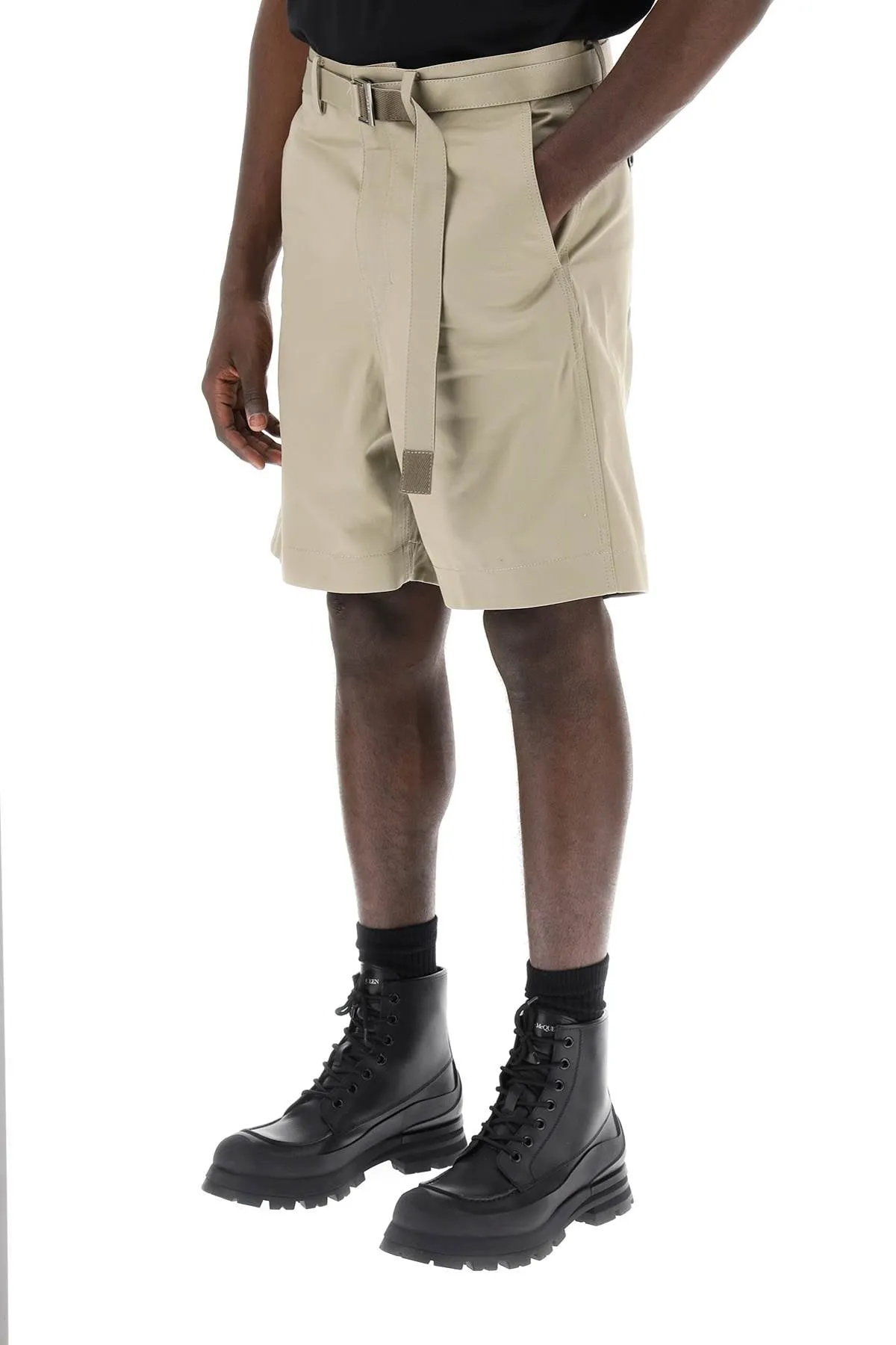 cotton belted shorts
