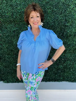 Cotton Puff Sleeve Yoke Blouse