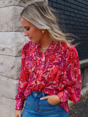 Delectable Fuchsia Sheer Top