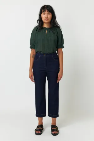 Denim Cropped Trouser - Dark Indigo
