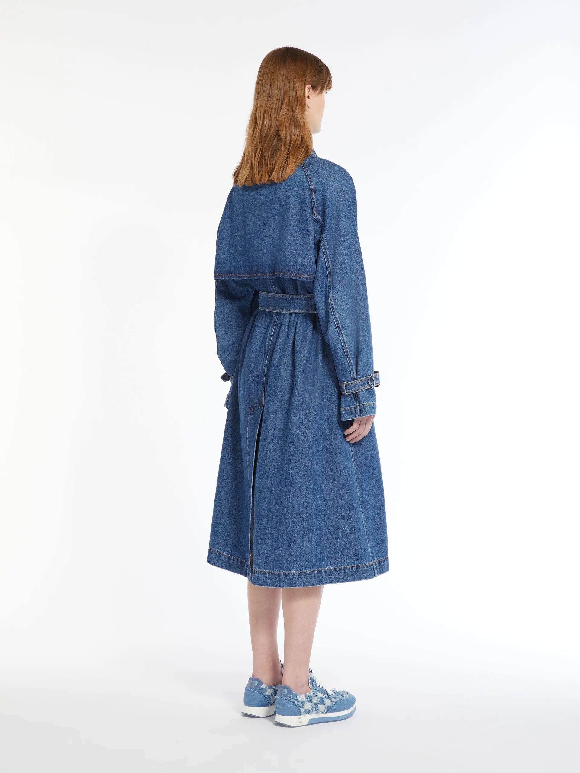 Denim trench coat