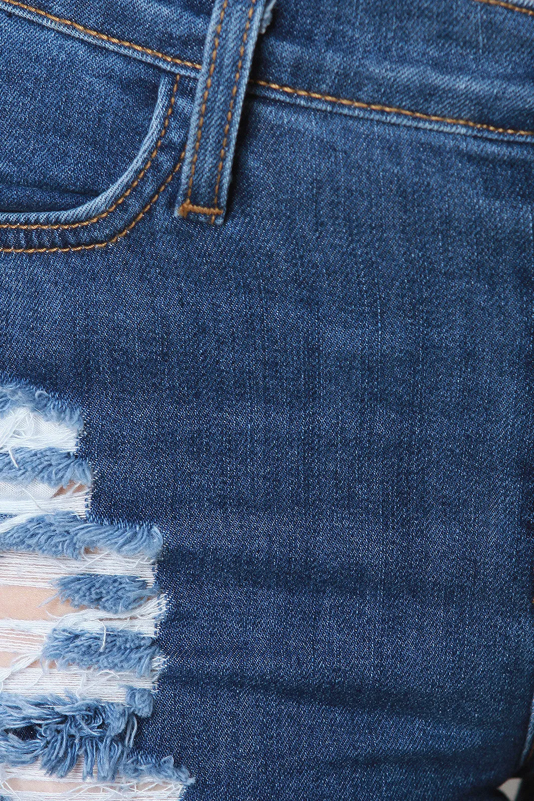 Distress Hole Bermuda Denim Shorts