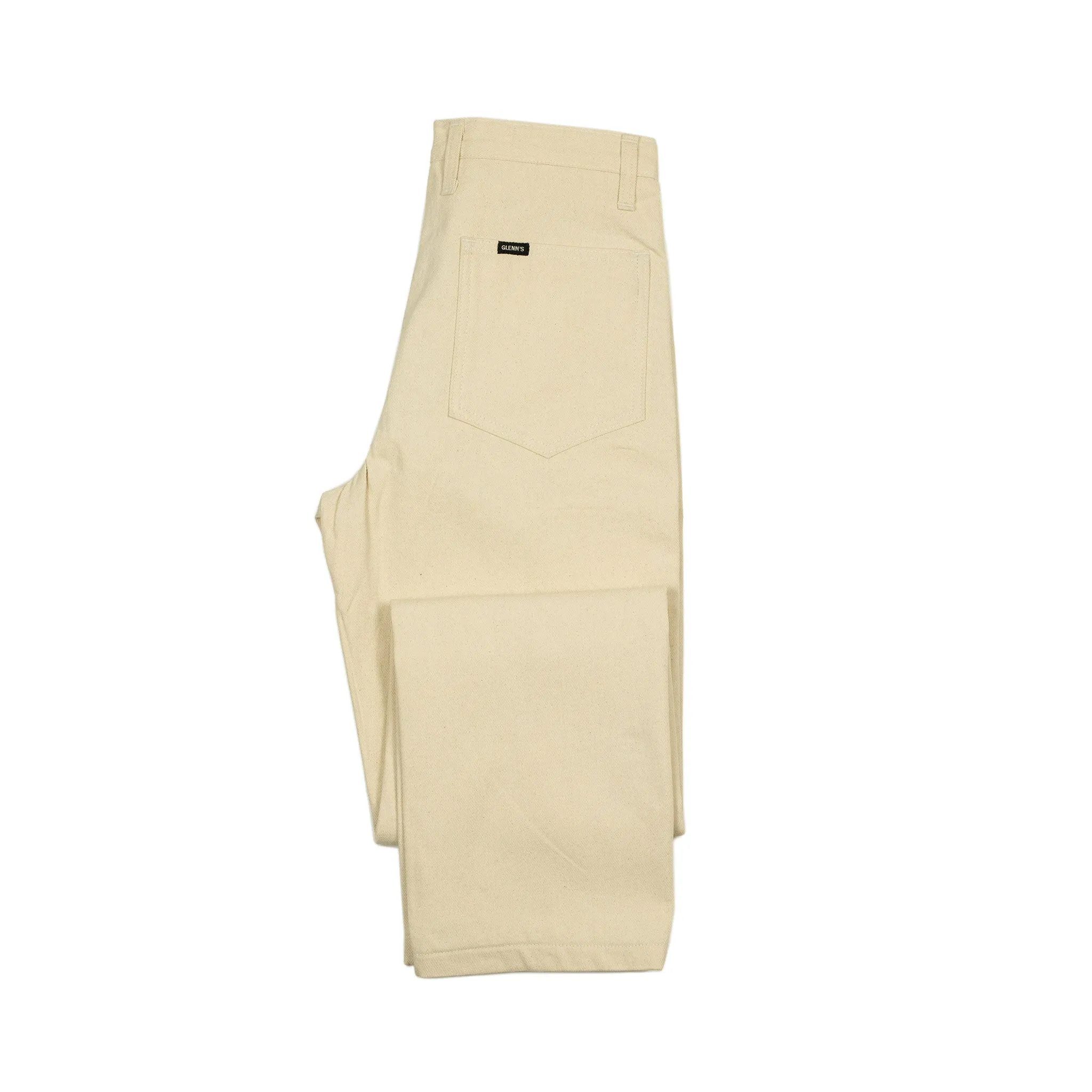 Double knee trouser in reversed cream brushed back cotton twill