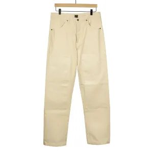Double knee trouser in reversed cream brushed back cotton twill