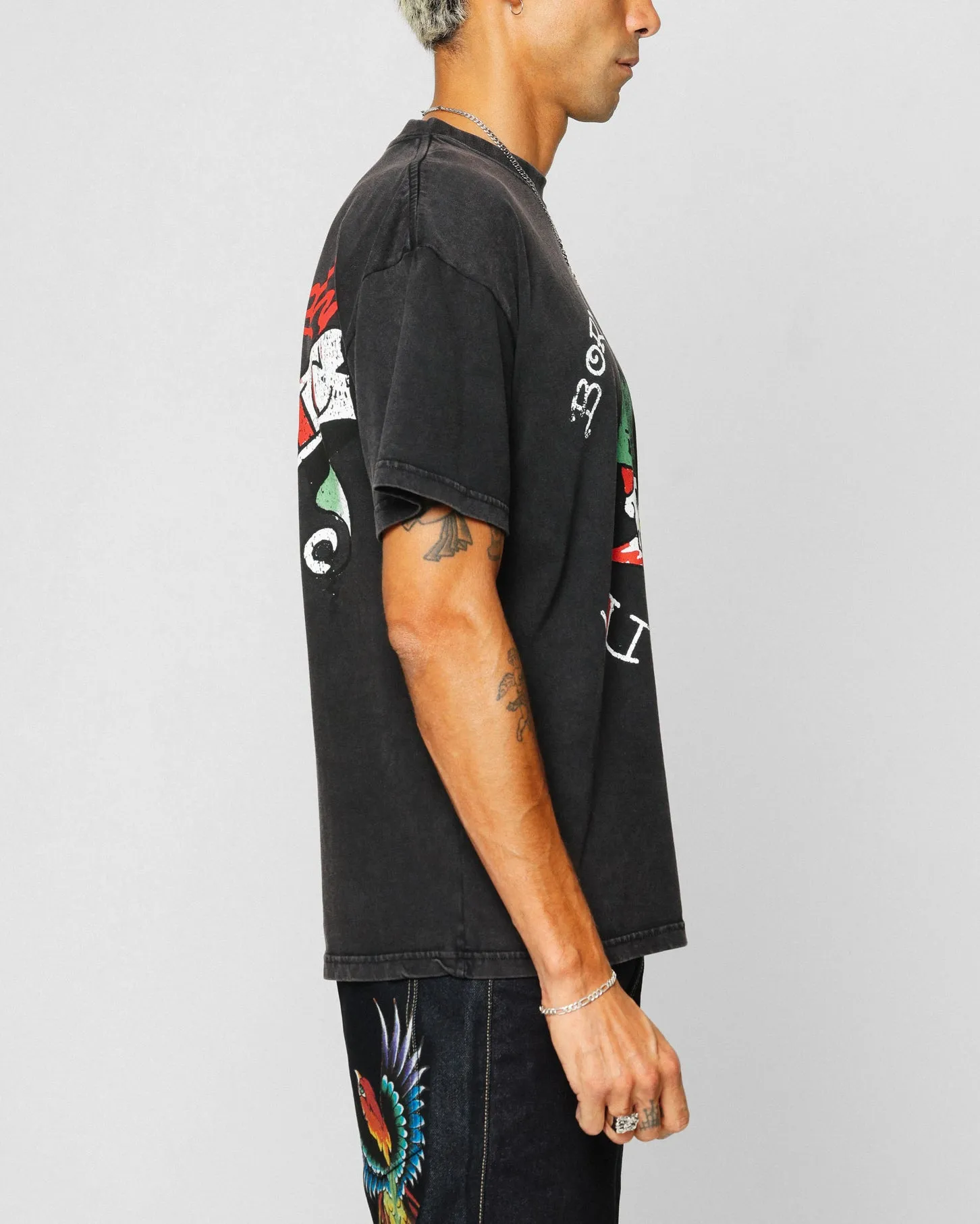 Ed Hardy Born To Lose T-Shirt Black Acidwash
