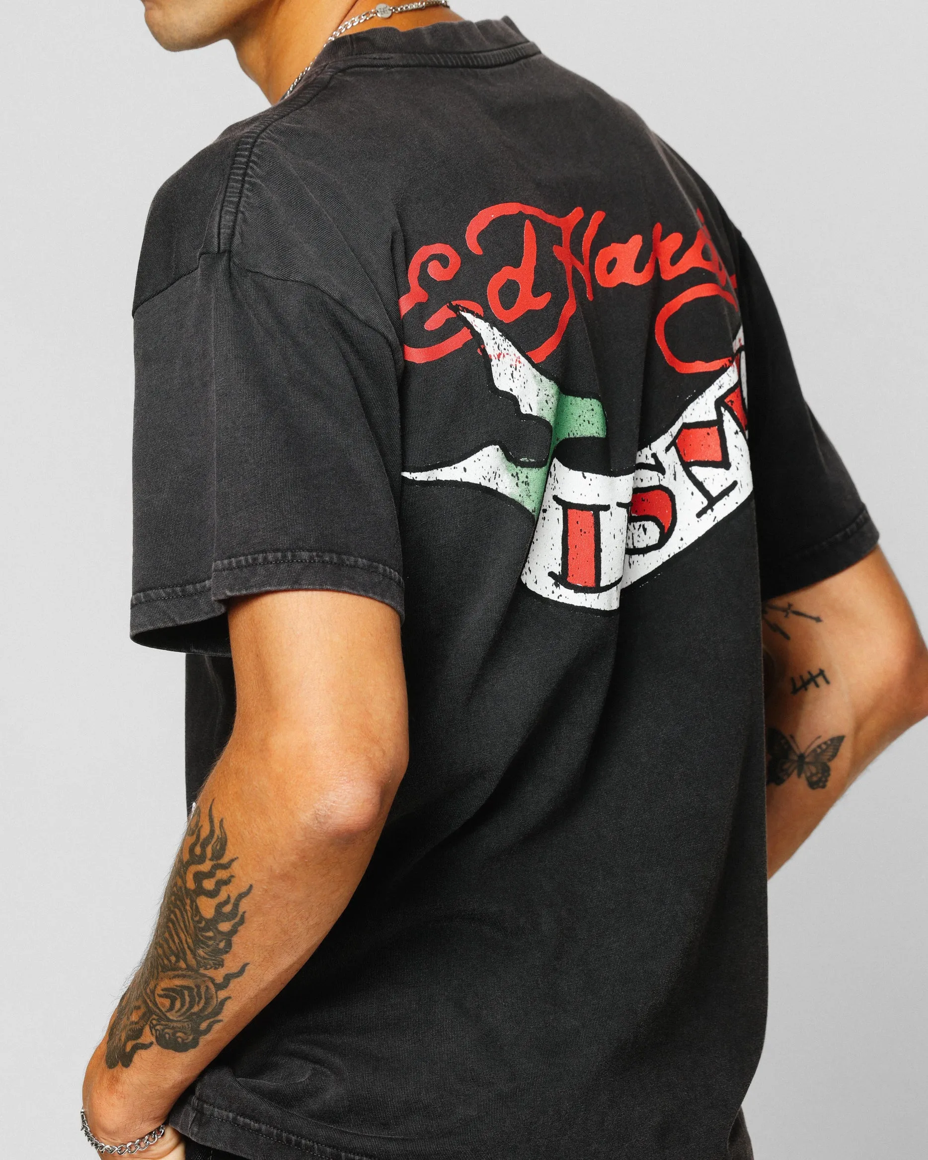 Ed Hardy Born To Lose T-Shirt Black Acidwash