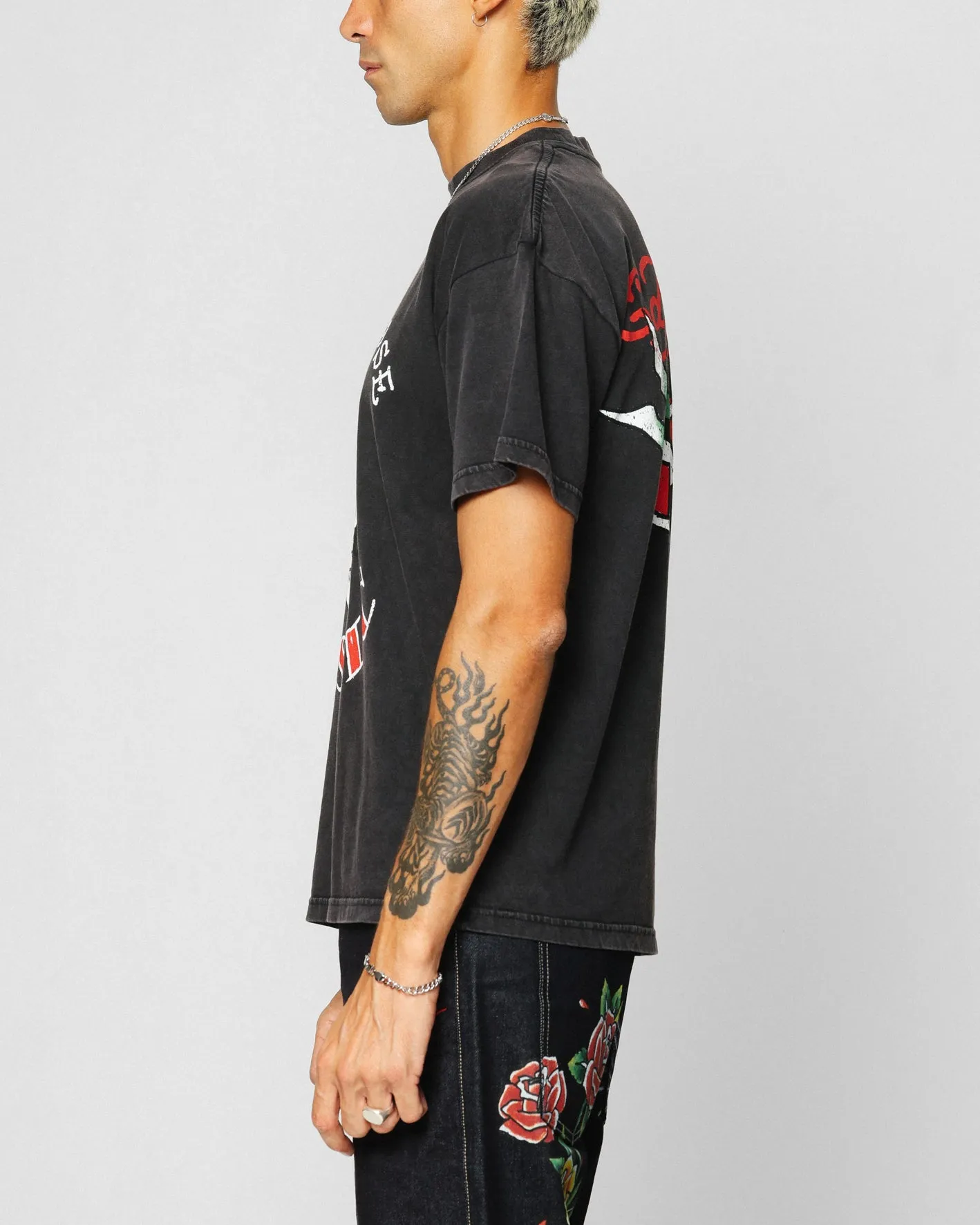 Ed Hardy Born To Lose T-Shirt Black Acidwash