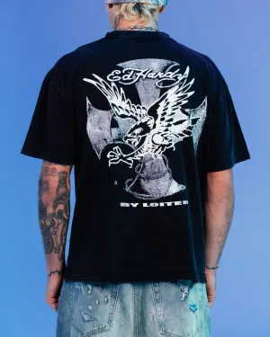 Ed Hardy By Loiter Flight Premium T-Shirt Black Acidwash