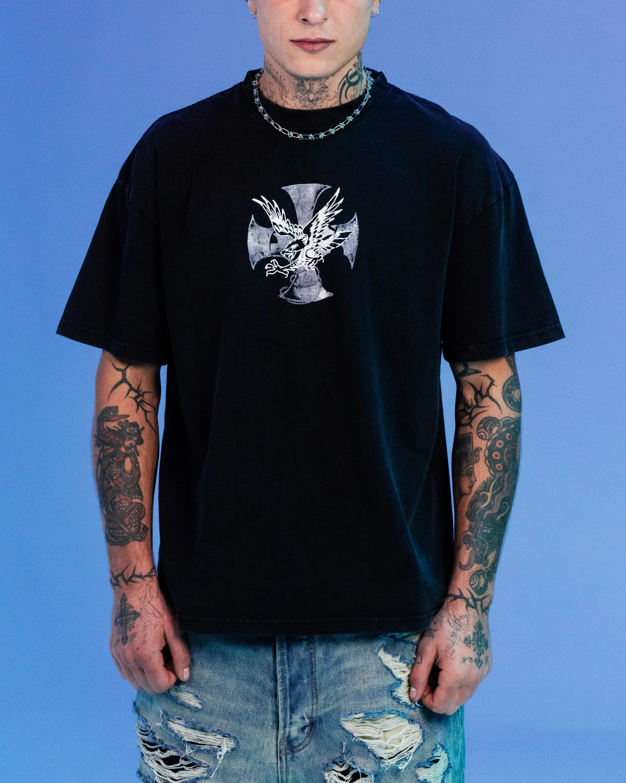 Ed Hardy By Loiter Flight Premium T-Shirt Black Acidwash