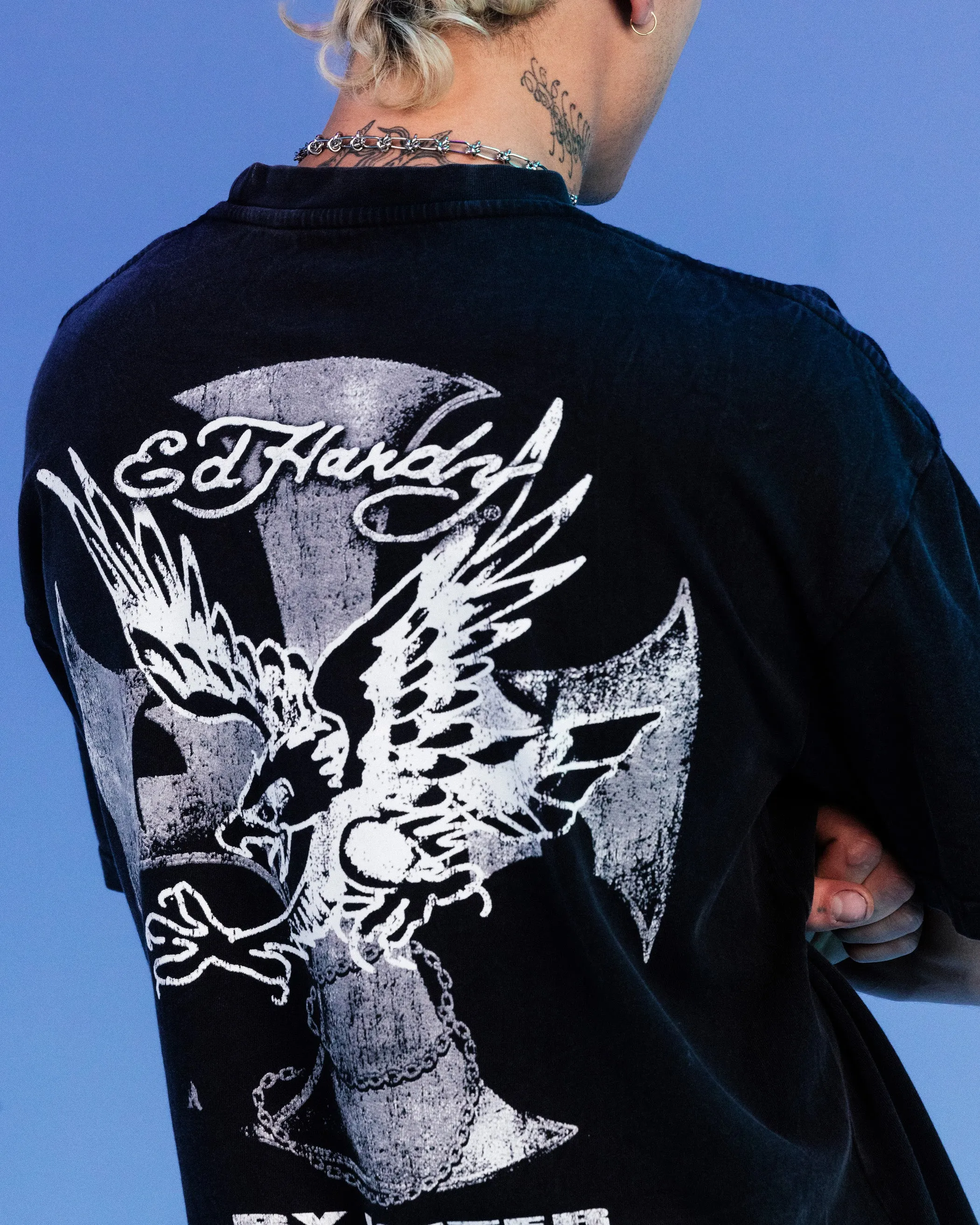 Ed Hardy By Loiter Flight Premium T-Shirt Black Acidwash