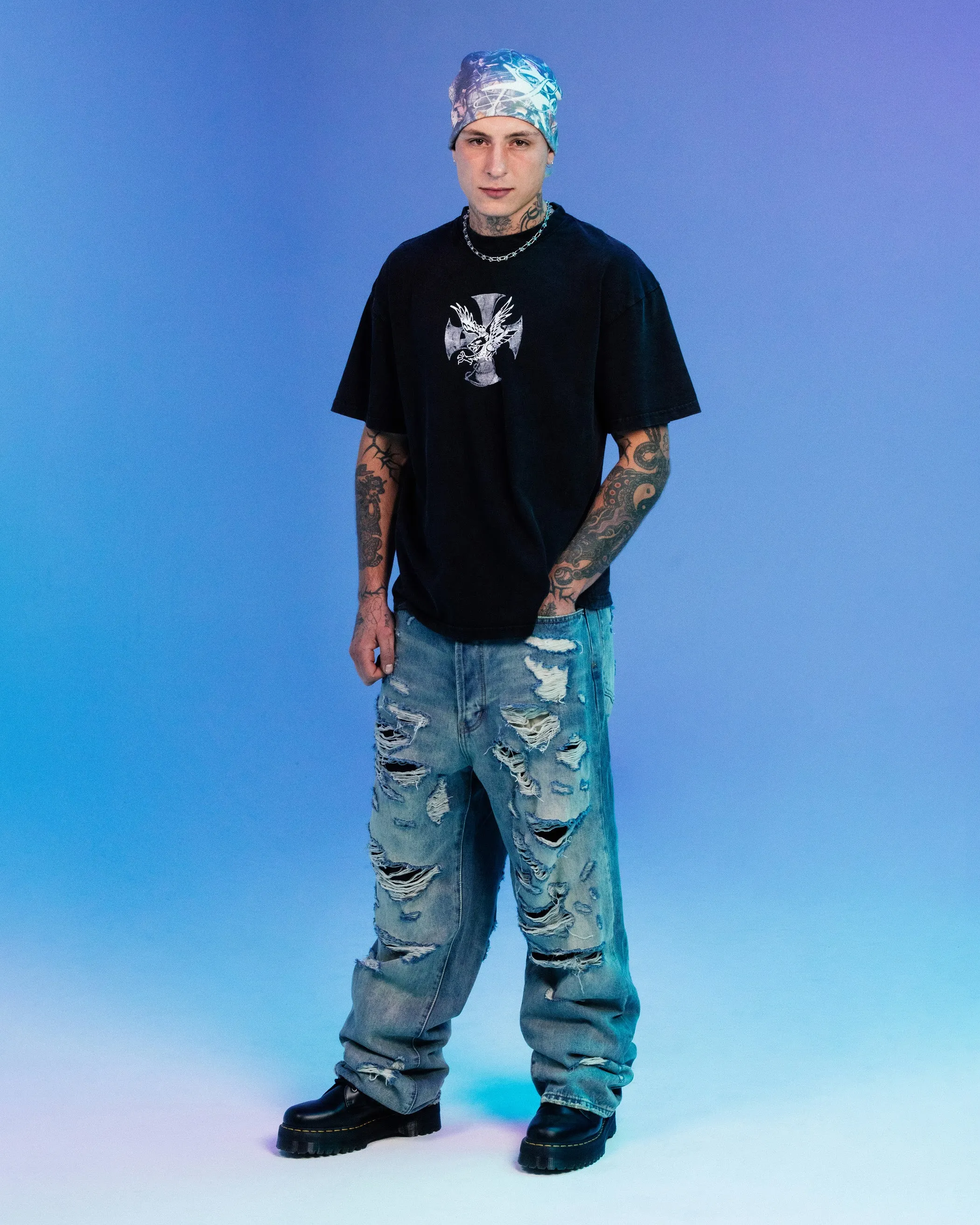Ed Hardy By Loiter Flight Premium T-Shirt Black Acidwash