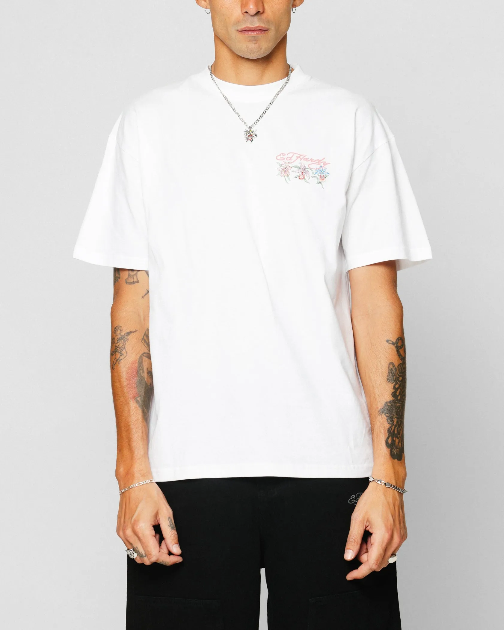 Ed Hardy Flowers T-Shirt White