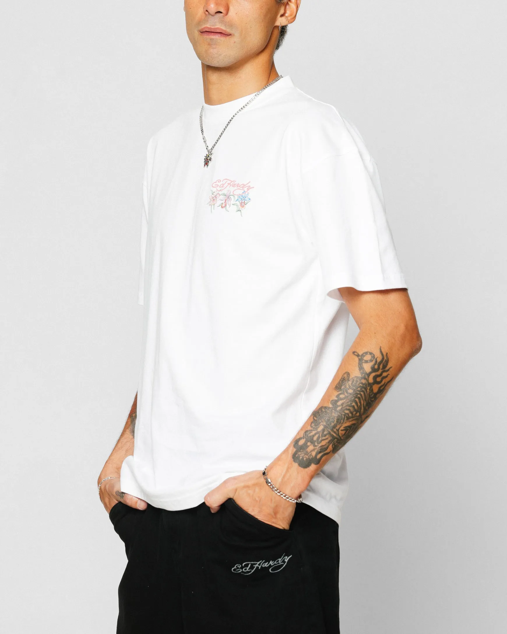 Ed Hardy Flowers T-Shirt White