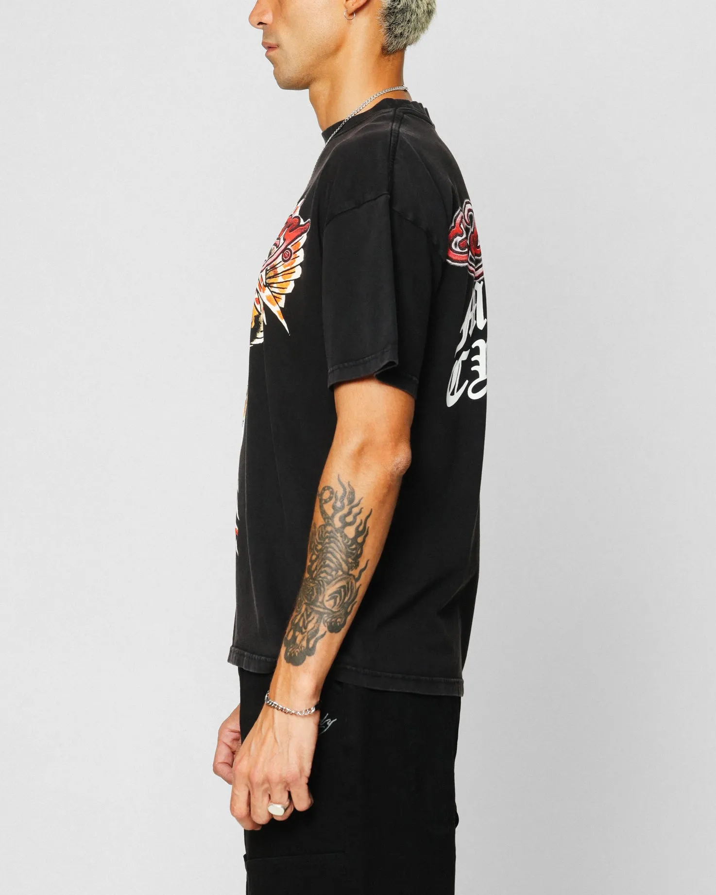 Ed Hardy Motor Cycle Club T-Shirt Black Acidwash