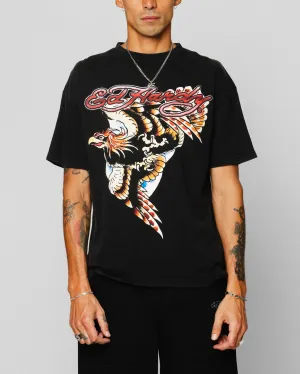 Ed Hardy Motor Cycle Club T-Shirt Black Acidwash
