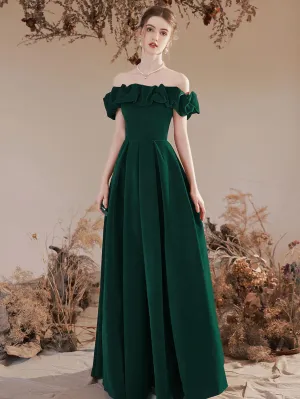 Emerald Green Off The Shoulder A-line Prom Dress