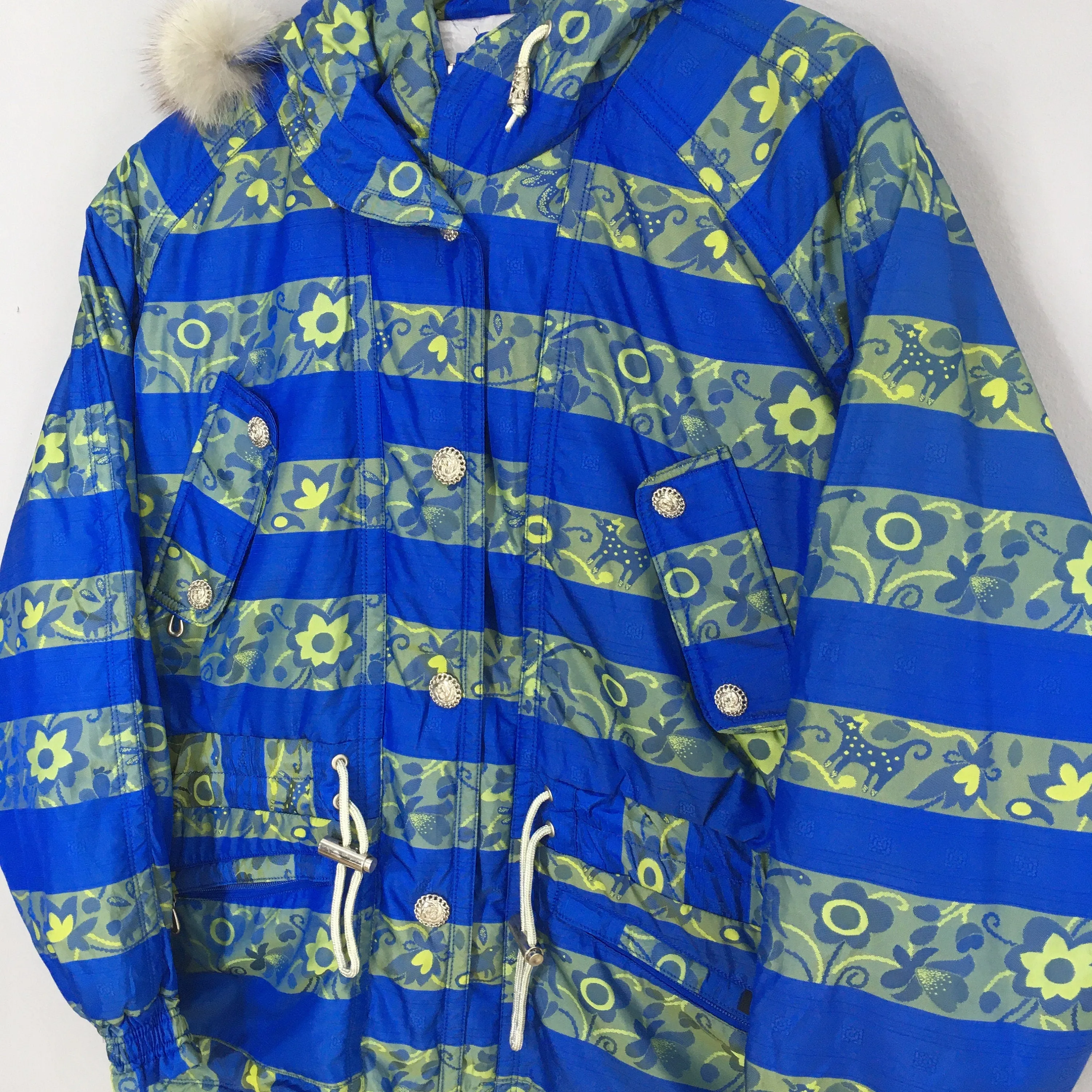 Etirel Ski Bomber Floral Art Pattern Jacket Large