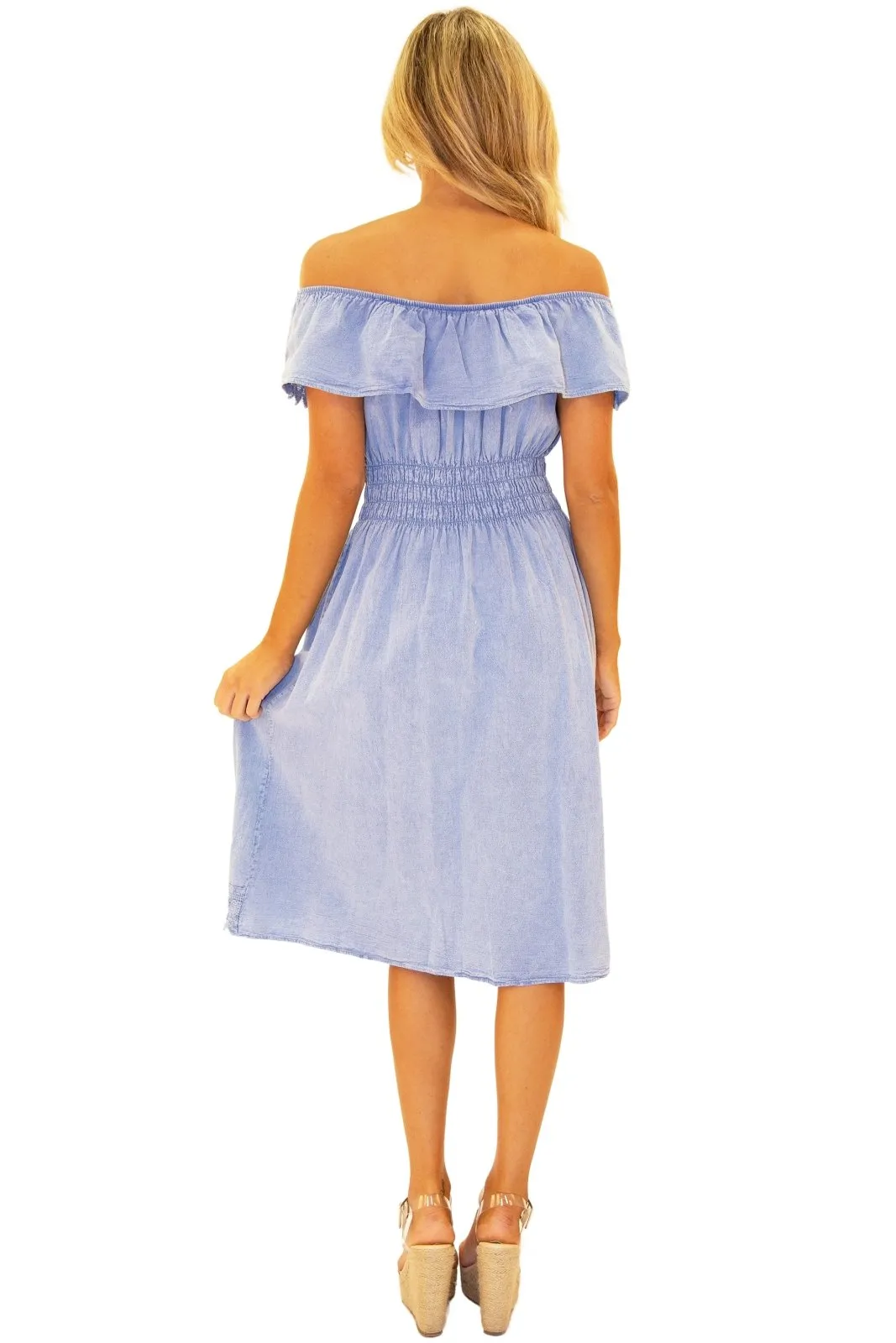 'Evie' Off Shoulder Midi Dress