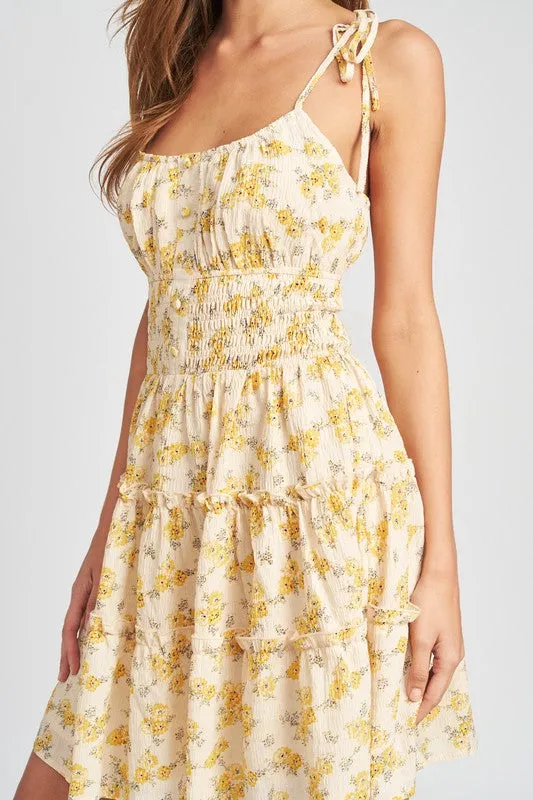 Floral Spaghetti Strap Dress with Smocked Waist *Online Only*