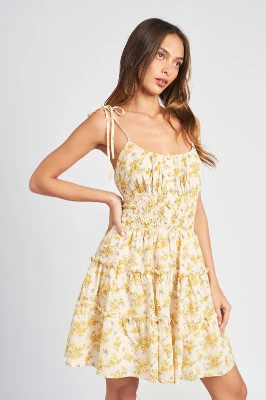 Floral Spaghetti Strap Dress with Smocked Waist *Online Only*
