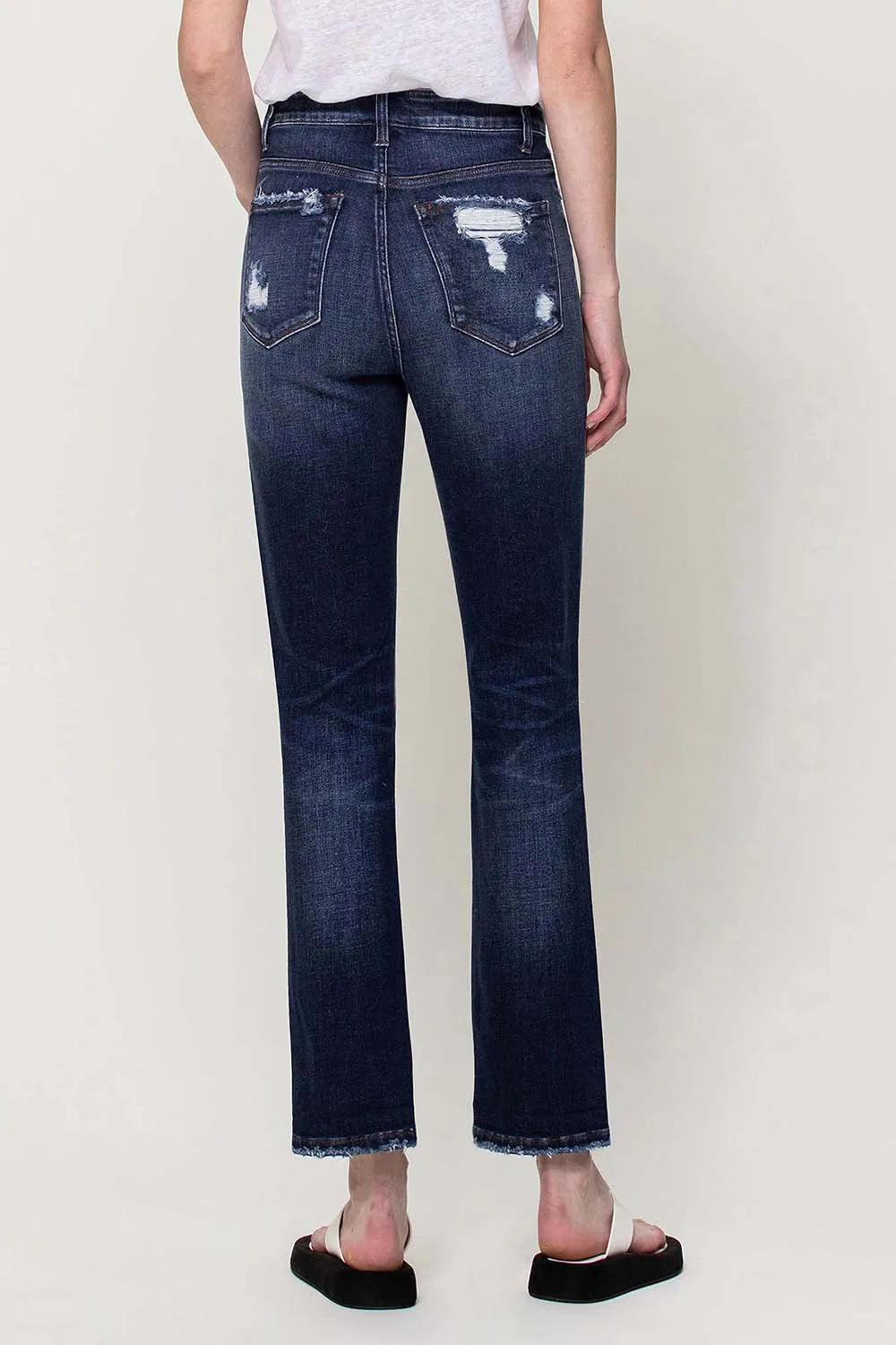 Flying Monkey - Yoko - Distressed Super High Rise Straight Jeans - F4369A