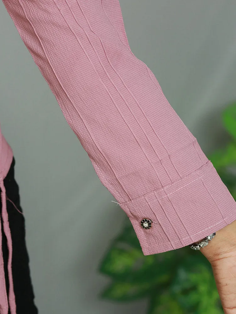 Formal Full Sleeves Self Design Women Short Top