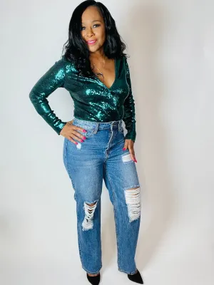 Foxy Straight Leg Distressed Jeans