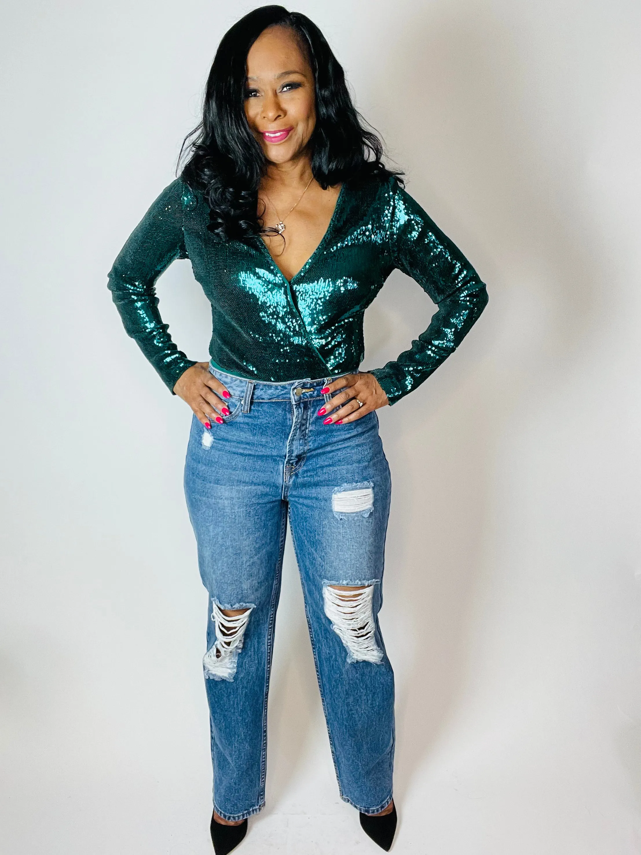 Foxy Straight Leg Distressed Jeans